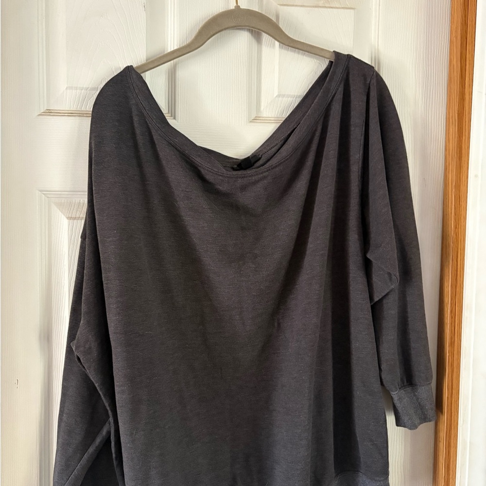 Torrid off the shoulder Dark Gray Oversized Sweatshirt